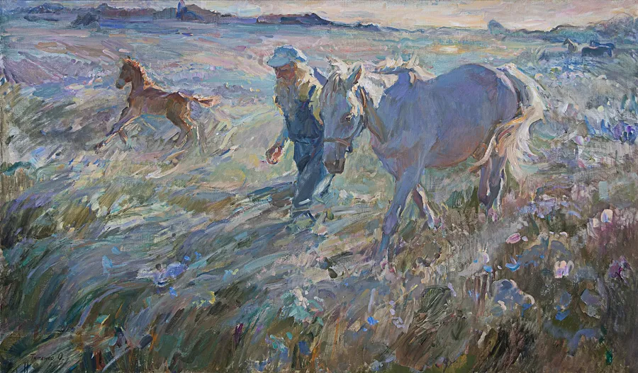 Oksana Tytenko „Mein Großvater”, Öl auf Leinwand,  100×176  My grandfather 100x168 1300px