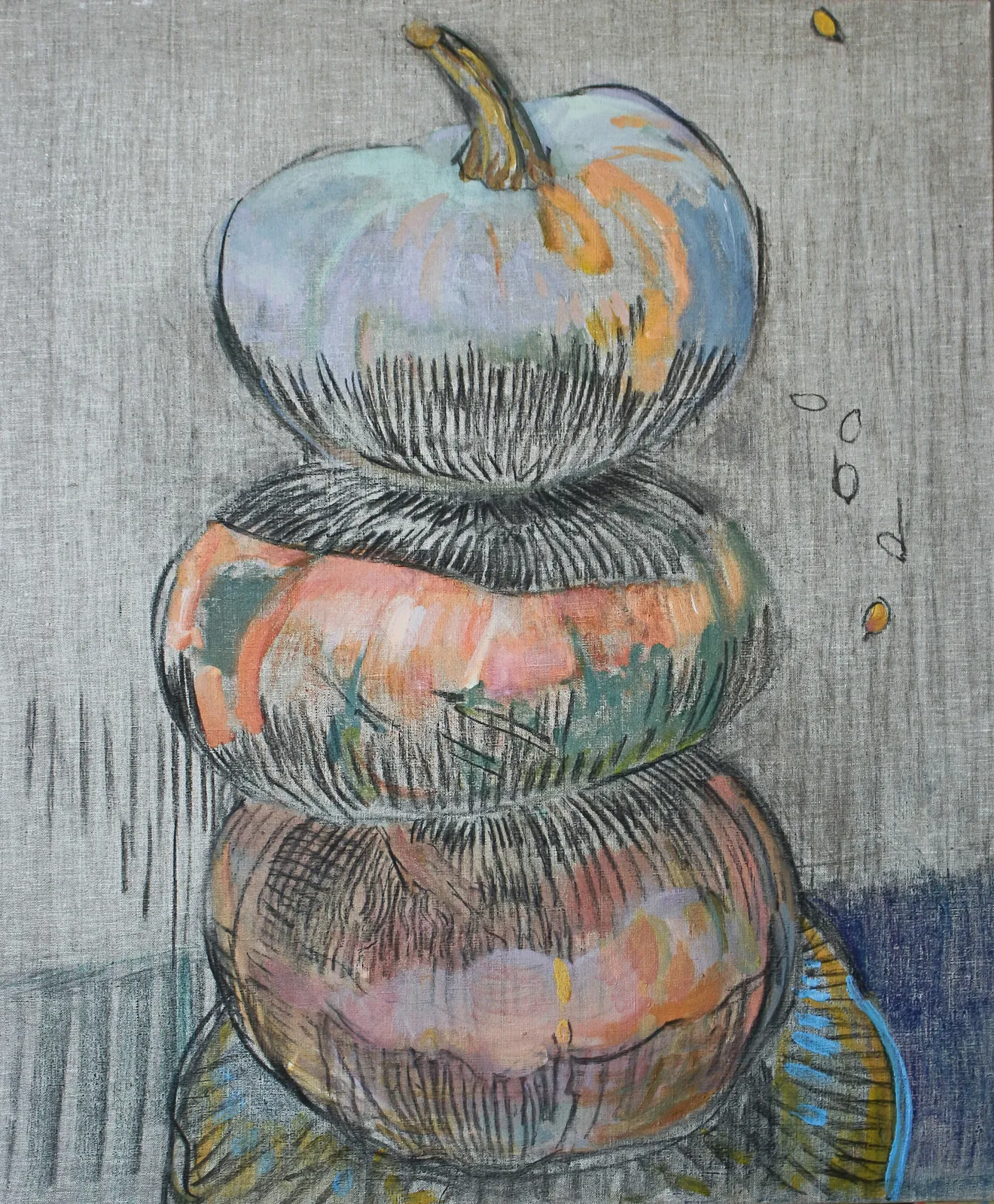 Bild von "Pumpkin", acrylic, coal on canvas, 90x75 cm von Оксана Титенко , Größe: 90x75 cm, Painting  Medium
