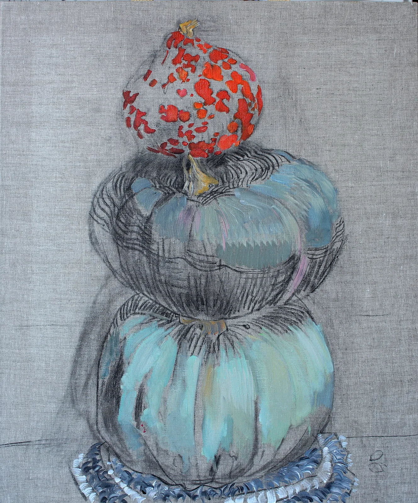 Зображення ""Pumpkin", acrylic, coal on canvas, 90x75 cm" від Оксана Титенко , розмір: 90x75 cm, медіум: Painting 